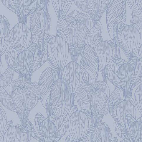 Akryldug med antiskrid – Flora Blå  – Notes by Susanne Schjerning - i metermål