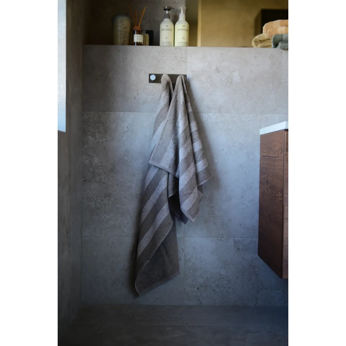 Håndklæde Stripe 50X70 Grå Håndklæde Stripe 50X70 Grå