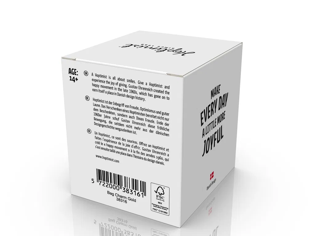 Hoptimist Bag charm, 4x3,4x5,9 cm, Guld