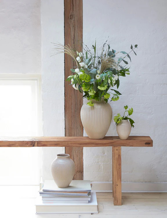 Knabstrup vase H 12.5 cm ripple sand*