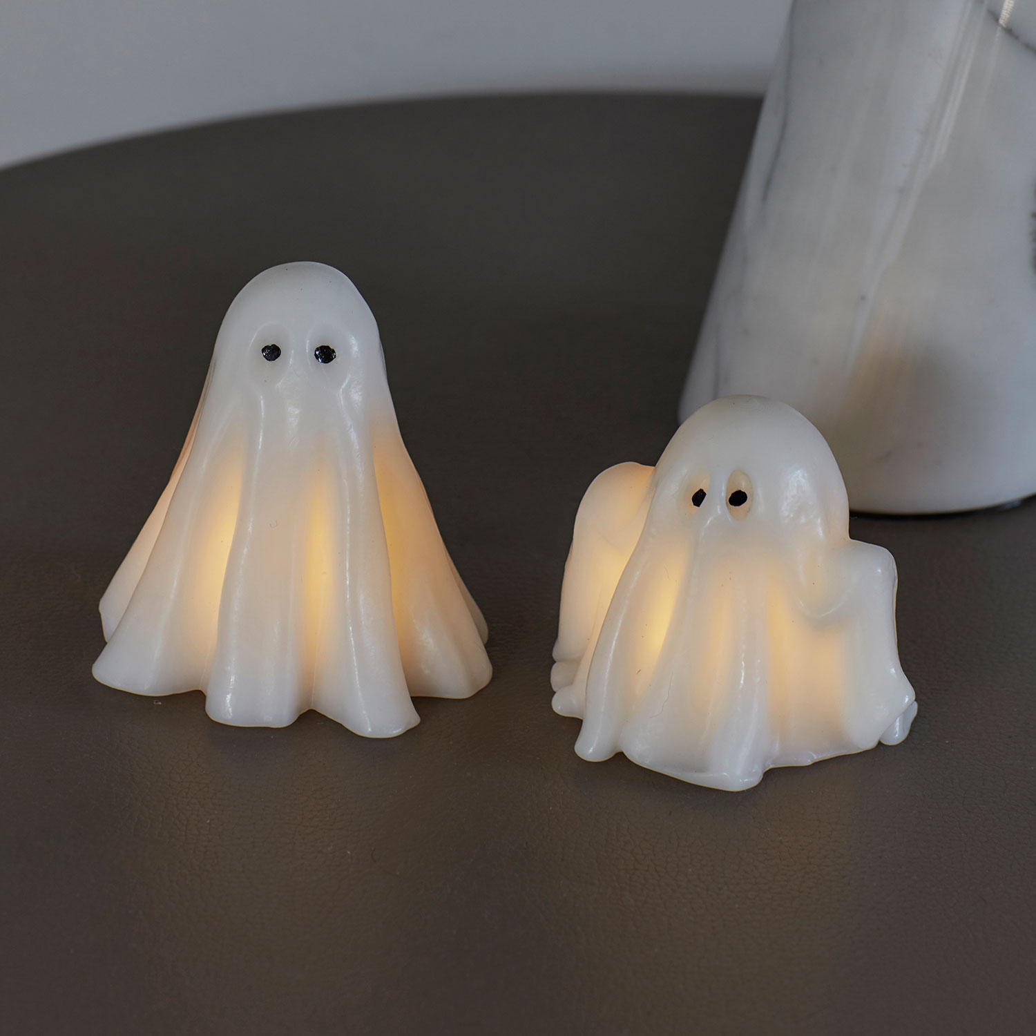 Sirius Ghost Spøgelse, 2 stk, Ø8 x H9 & Ø8 x H7.5 cm, Hvid