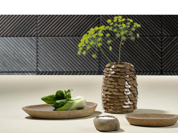 Villa Collection Bark Fad Dia. 40 x 6 cm Natur Flodsten