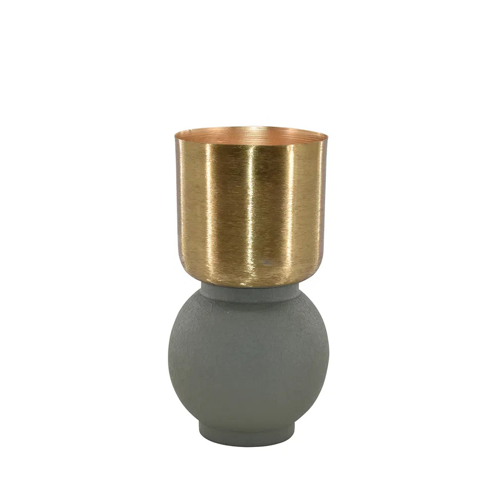 Potte, metal på grøn fod, lille Potte, metal på grøn fod, lille