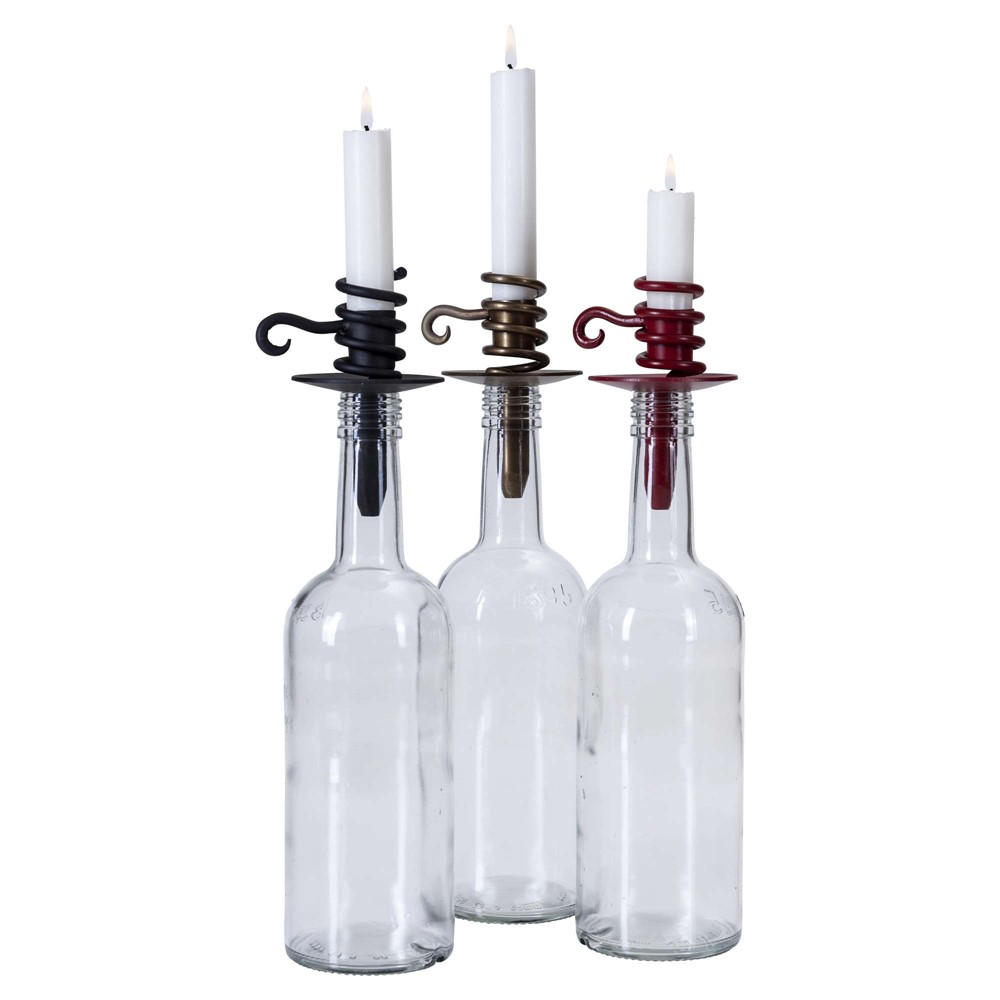 Candleholder for bottle, black H.10,5cm