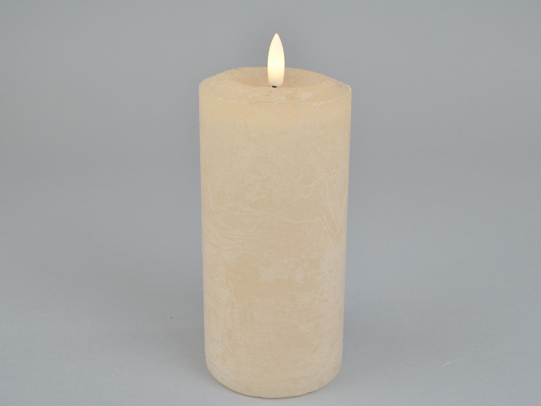 LED-bloklys, D7,6xH16cm, beige
