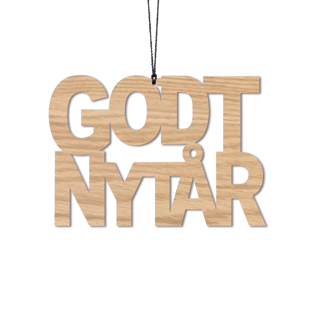 Godt nytår, 2 stk., egetræ Godt nytår, 2 stk., egetræ