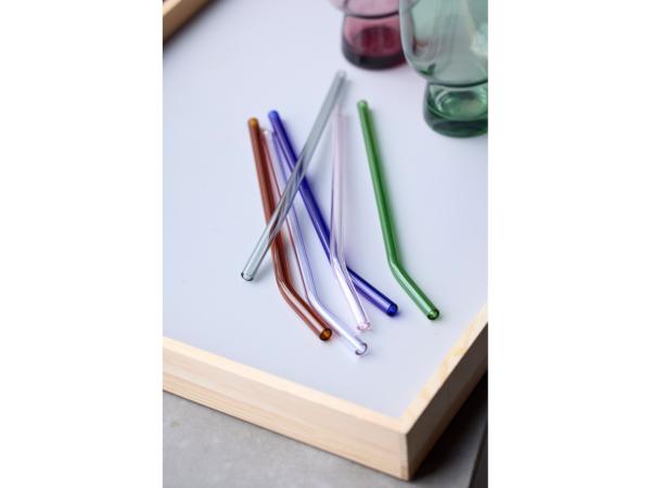 Sugerør med knæk 21,5 cm 4 stk. Klar Glas
