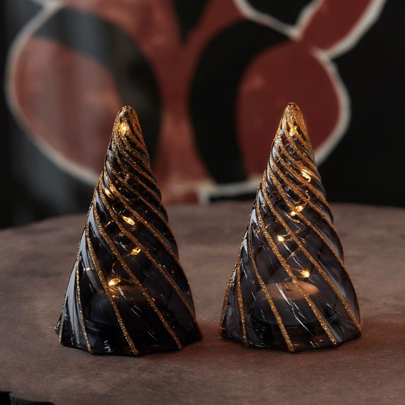 Sirius Vilma Træ 2 stk, Sort/Guld, Ø6 x H11 cm