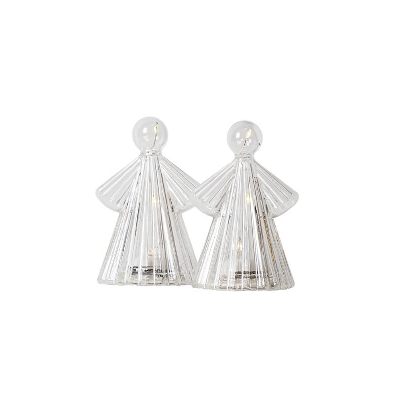 Alberte engel 2stk H10cm Klar/Hvid Alberte engel 2stk H10cm Klar/Hvid