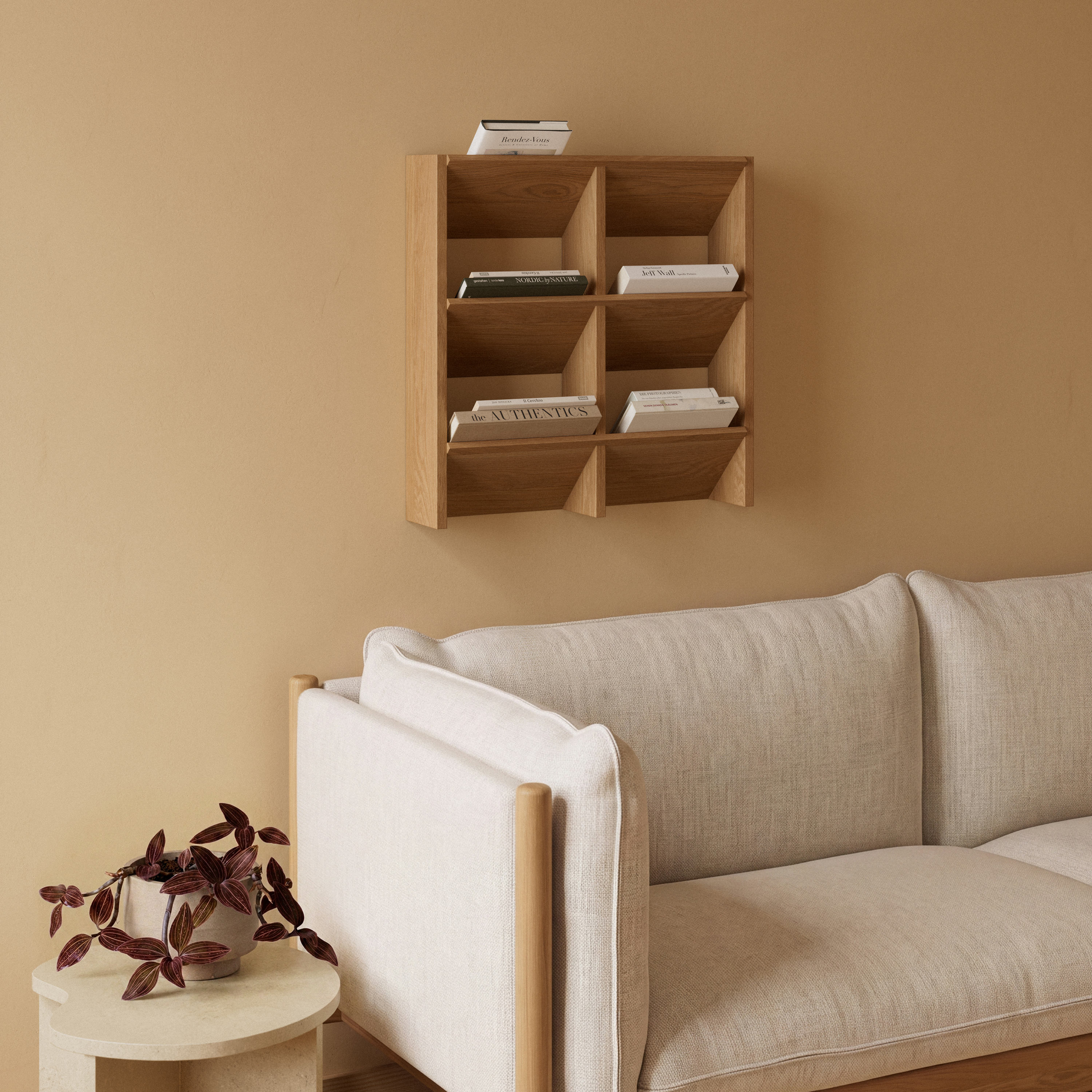 Fold Hylde - Natur, L56,8xD12xH60 cm - 100% Massiv Eg - Natur Olie