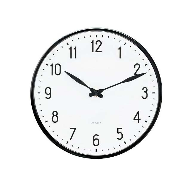 Arne Jacobsen Station Vægur Ø29 cm sort/hvid Arne Jacobsen Station Vægur Ø29 cm sort/hvid