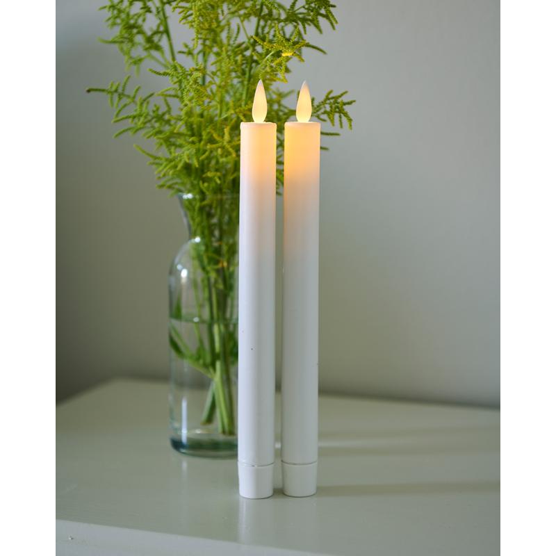 Sirius Sara Genopladelig Kronelys Ø2x25 cm 2 stk. sæt, Hvid