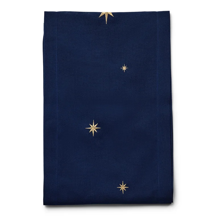 Langkilde & Søn Blå bordløber med guldstjerner, 30x175cm Langkilde & Søn Blå bordløber med guldstjerner, 30x175cm