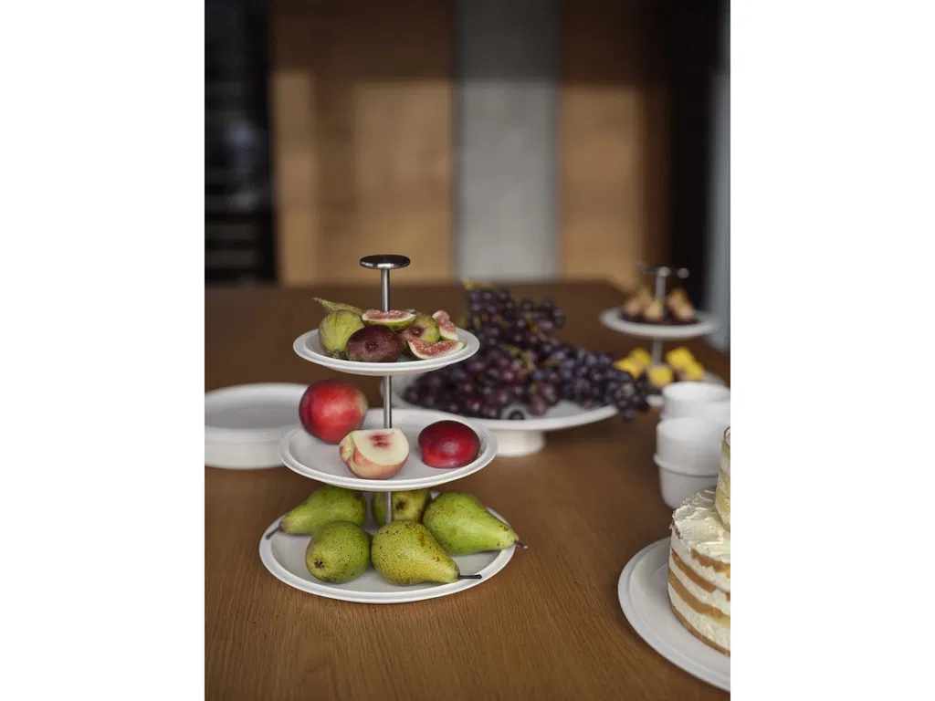 Zone Serveringsopsats, tre etager Eau 24 cm Offwhite Porcelæn