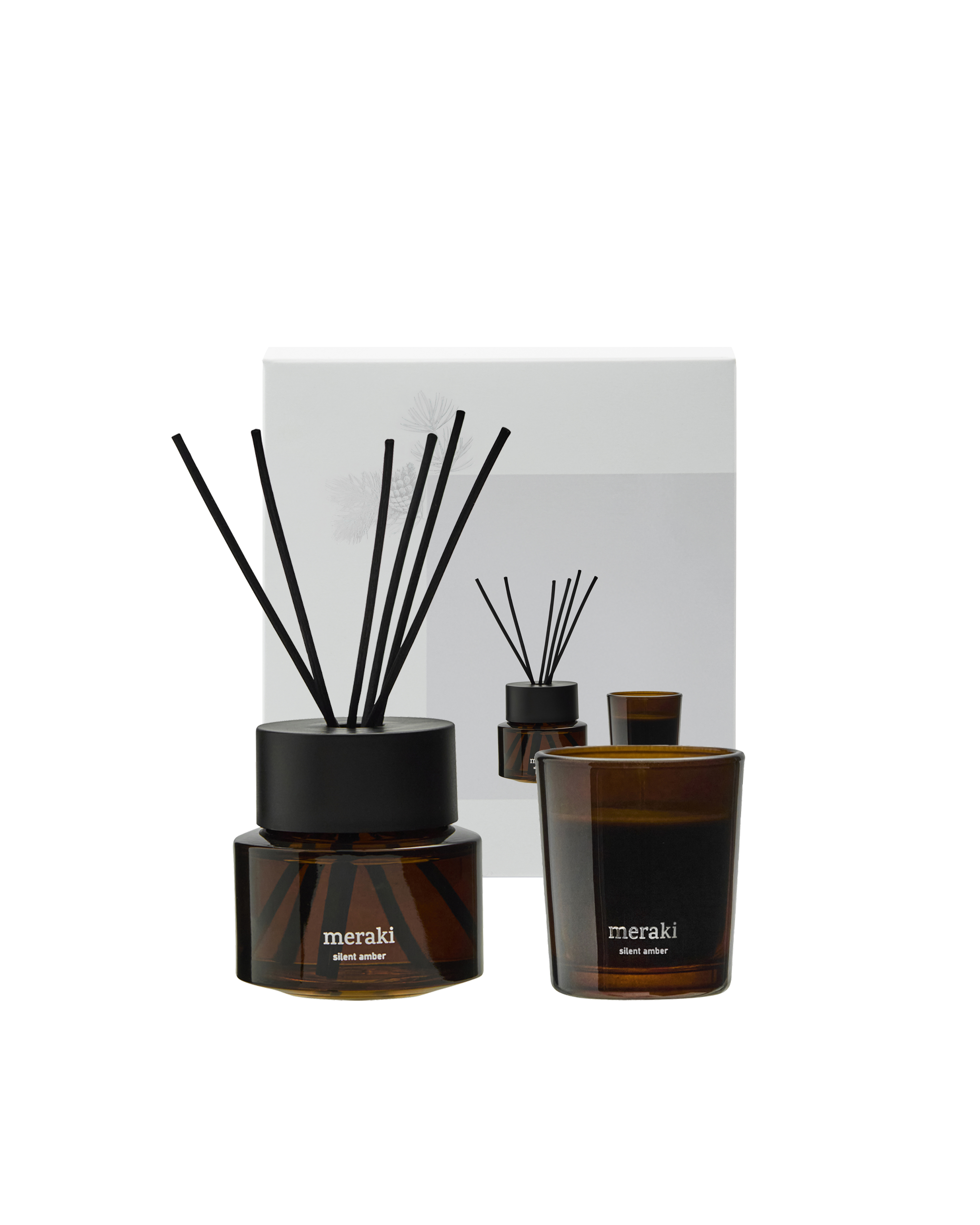 Gaveæske, silent amber diffusser + scented candle, 100|60 ml|g