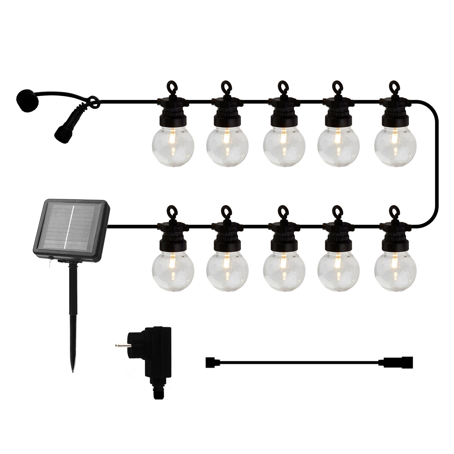 Lucas Combi lyskæde Solar/Transformer startsæt, 10LED, Klar