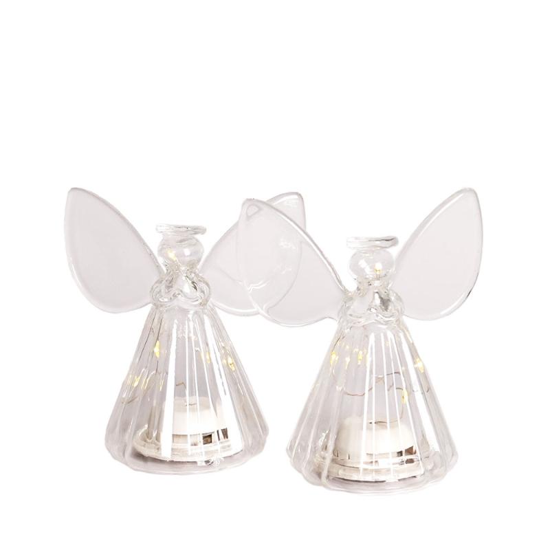 Iris Engel 2 stk, H10cm, 5LED, Klar