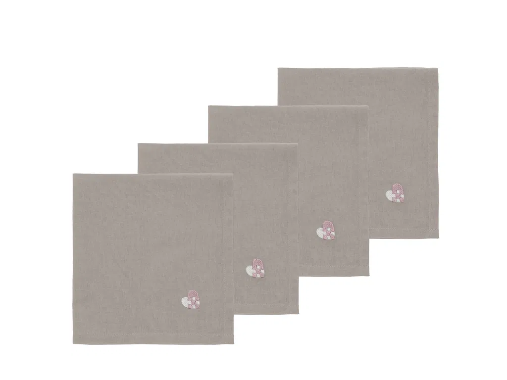 Södahl Stofservietter Christmas Hearts Embroidery 4 stk. Rose Södahl Stofservietter Christmas Hearts Embroidery 4 stk. Rose