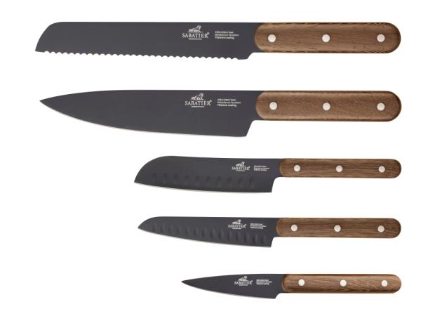 Lion Sabatier International Phenix Walnut Knivsæt 5 dele Sort/Træ Lion Sabatier International Phenix Walnut Knivsæt 5 dele Sort/Træ