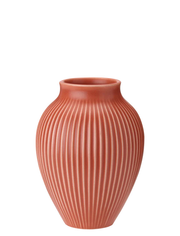 Knabstrup vase H 12.5 cm ripple coral