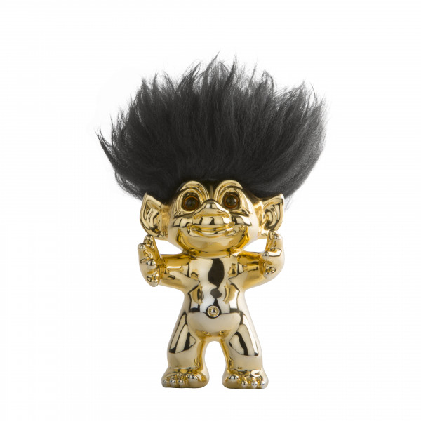 Lykketrold, Messing/sort hår, 15 cm* Lykketrold, Messing/sort hår, 15 cm*