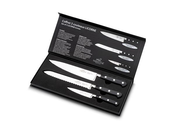 Lion Sabatier International Licorne Knivsæt 3 dele Stål/Sort Lion Sabatier International Licorne Knivsæt 3 dele Stål/Sort