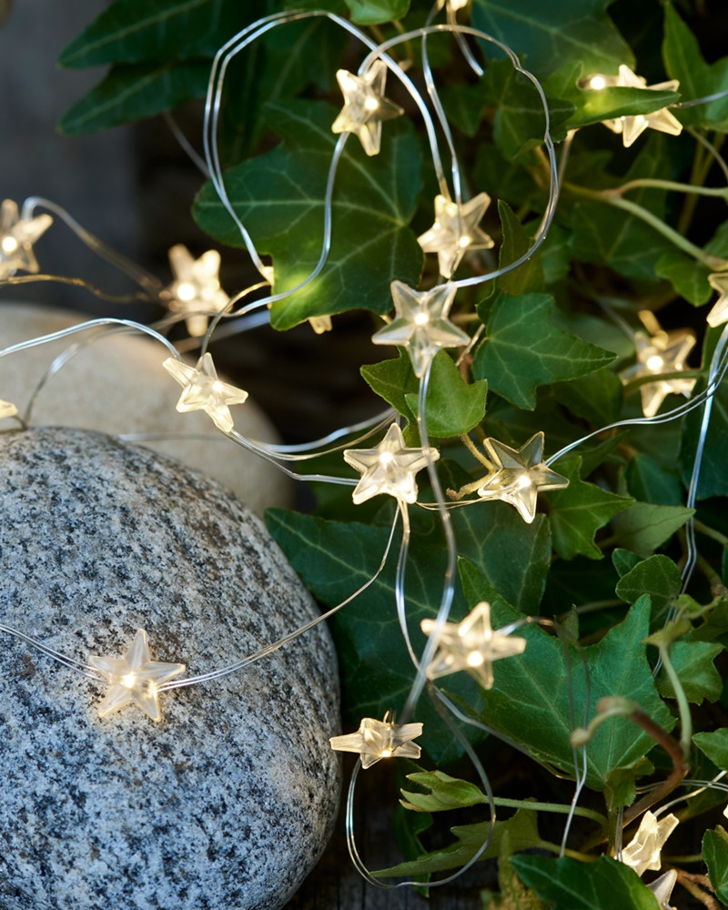 Trille stjerne 40 lys, Klar/Sølv med timer Trille stjerne 40 lys, Klar/Sølv med timer