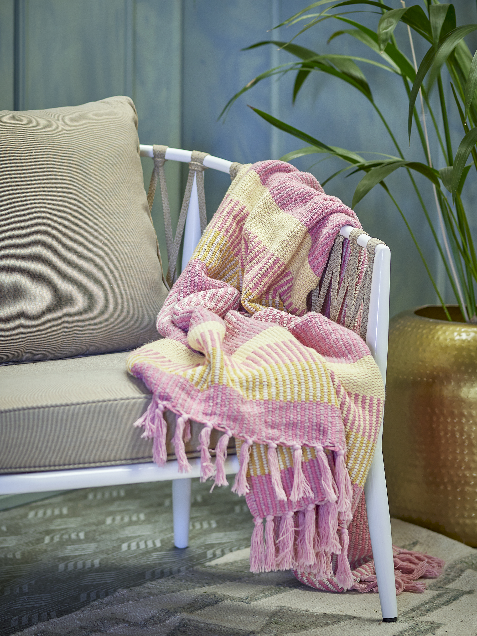 Isnel Plaid, Pink, Genanvendt Bomuld, L160xB130 cm