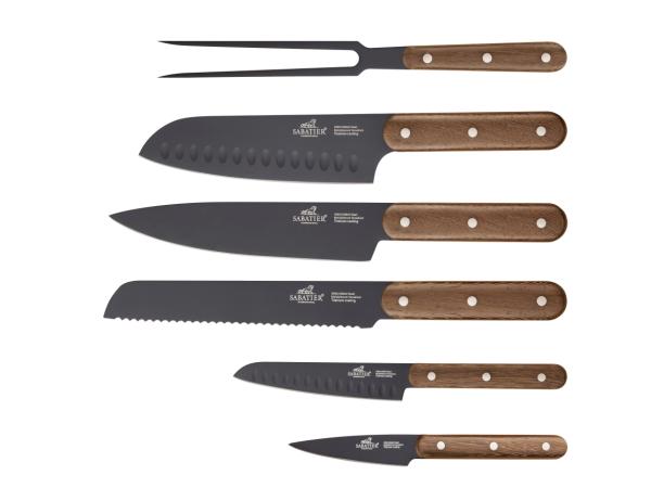 Lion Sabatier International Phenix Walnut Knivsæt 6 dele Sort/Træ Lion Sabatier International Phenix Walnut Knivsæt 6 dele Sort/Træ