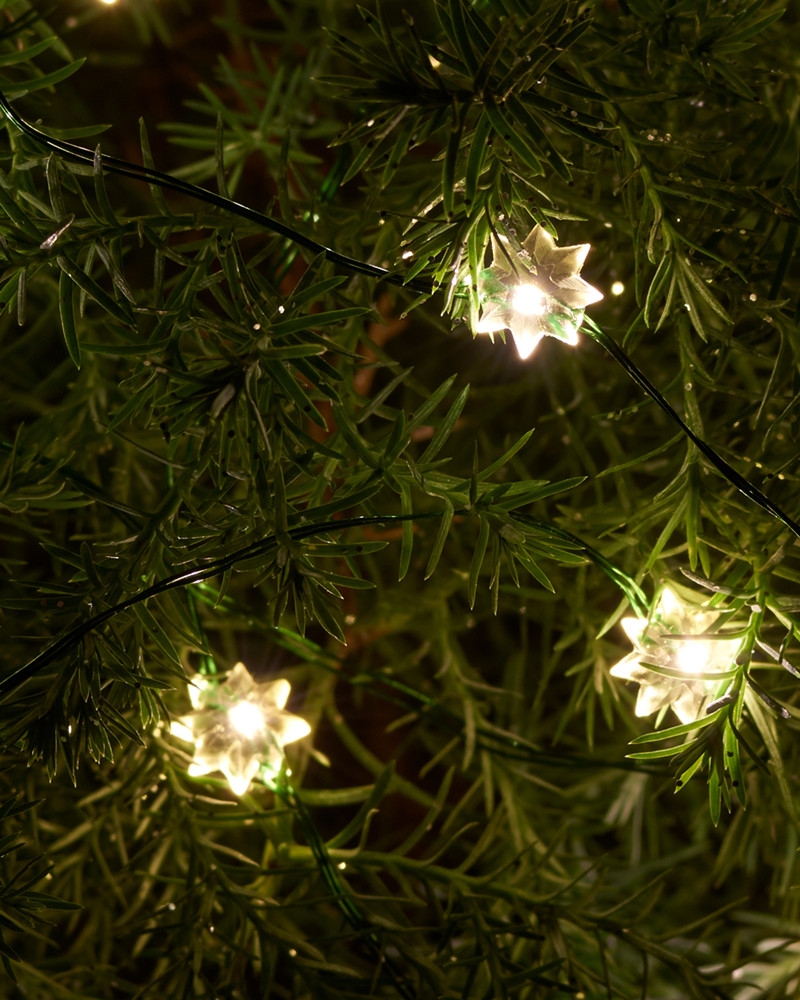Silke miniblomst 40 lys med timer, Klar/Grøn Silke miniblomst 40 lys med timer, Klar/Grøn