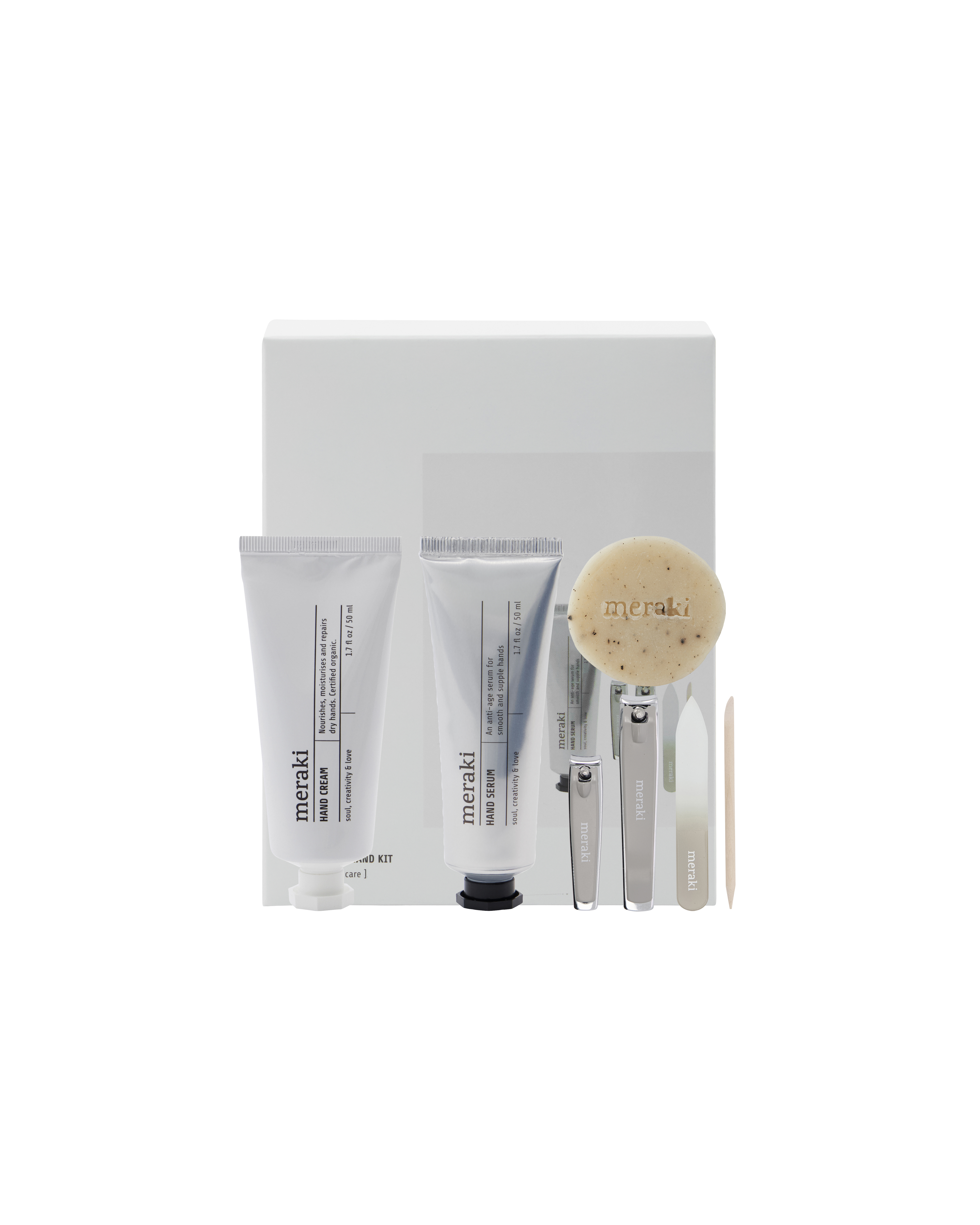 Gaveæske, hand cream + hand serum + soap + nail kit