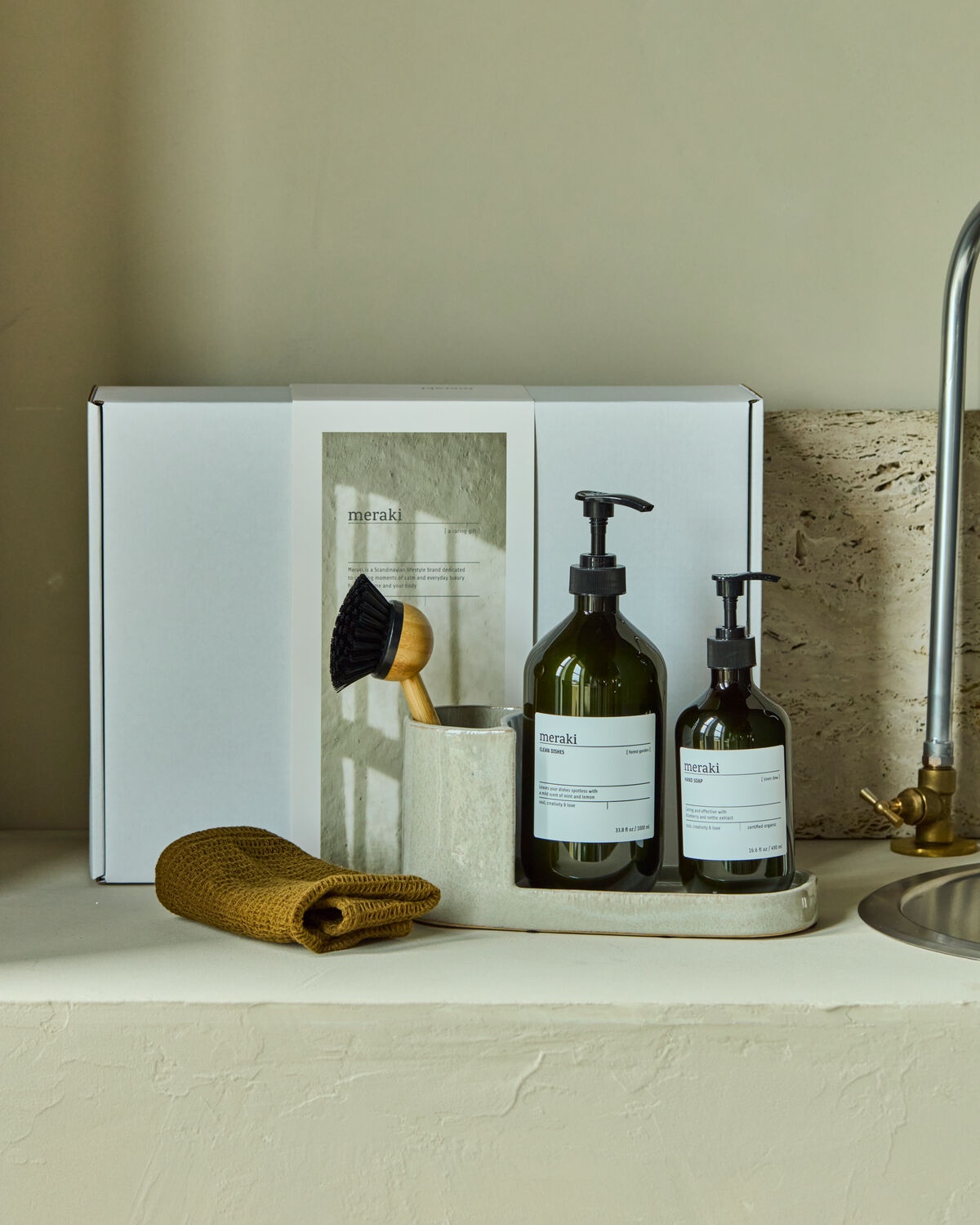 Gaveæske, Grey Holder + Nature Brush + Anti-Odour Hand Soap, Forest Garden Dish Wash, 1000|490 ml|ml