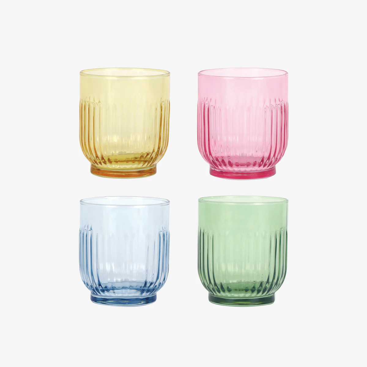 Drikkeglas - farvede  4 stk mix pack (amber, red, light blue, green) 33 cl