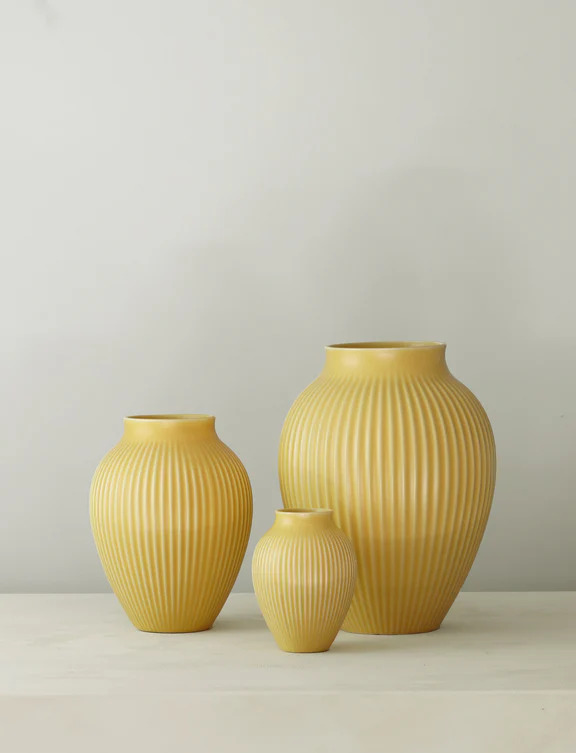 Knabstrup vase H 12.5 cm ripple yellow