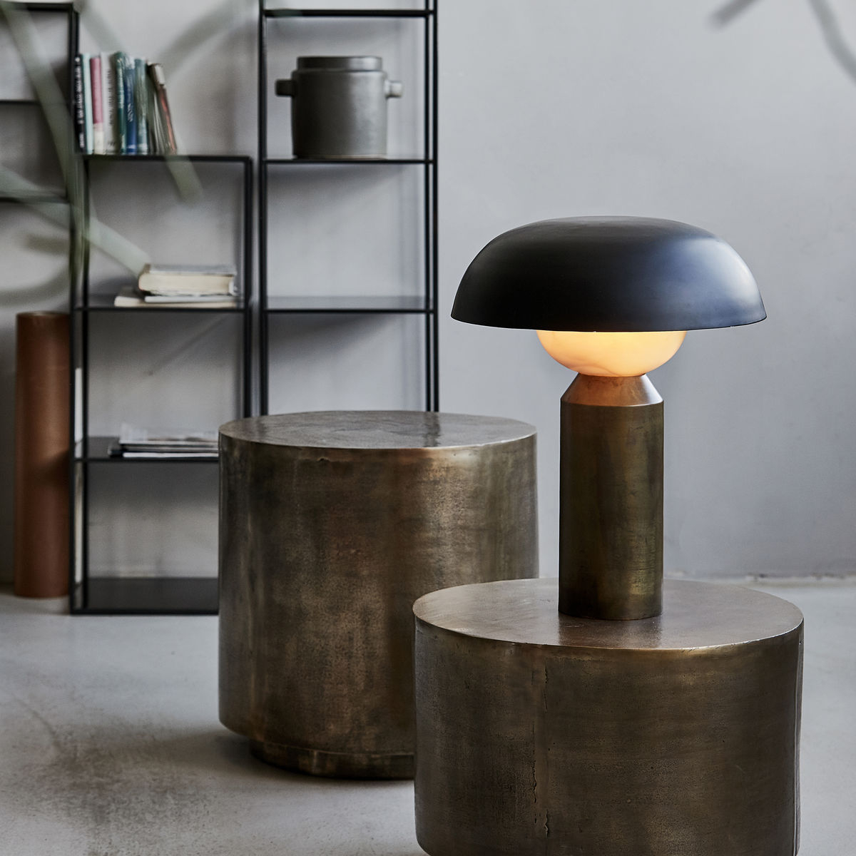 Bordlampe, Big fellow, Antik messing fin