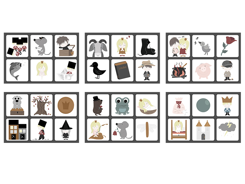 Billedlotteri, 6 plader og 36 brikker, Eventyr Billedlotteri, 6 plader og 36 brikker, Eventyr