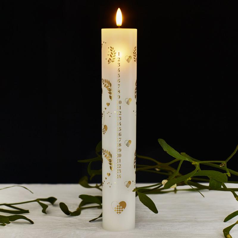 Sille Kalenderlys, Hvid, Ø4,8 x H29 cm