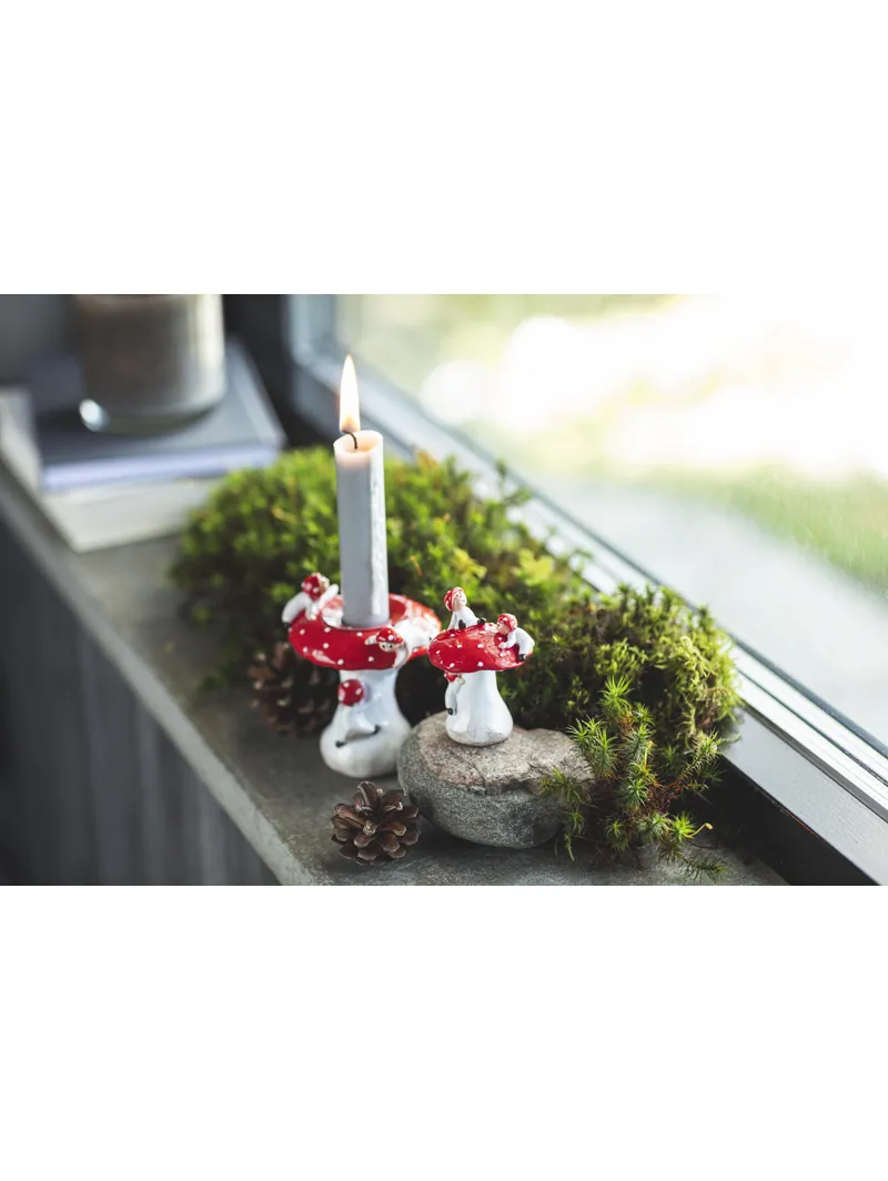 Lysestage, Svamp med nisse, H.9 cm