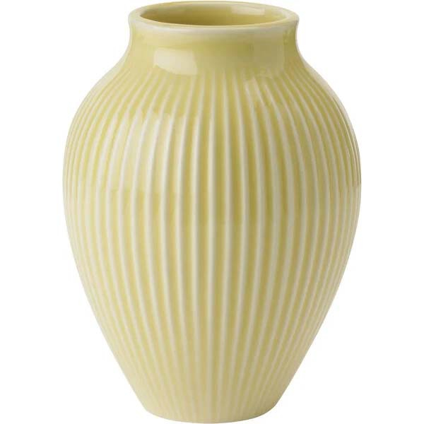 Knabstrup, vase, riller gul, 27 cm