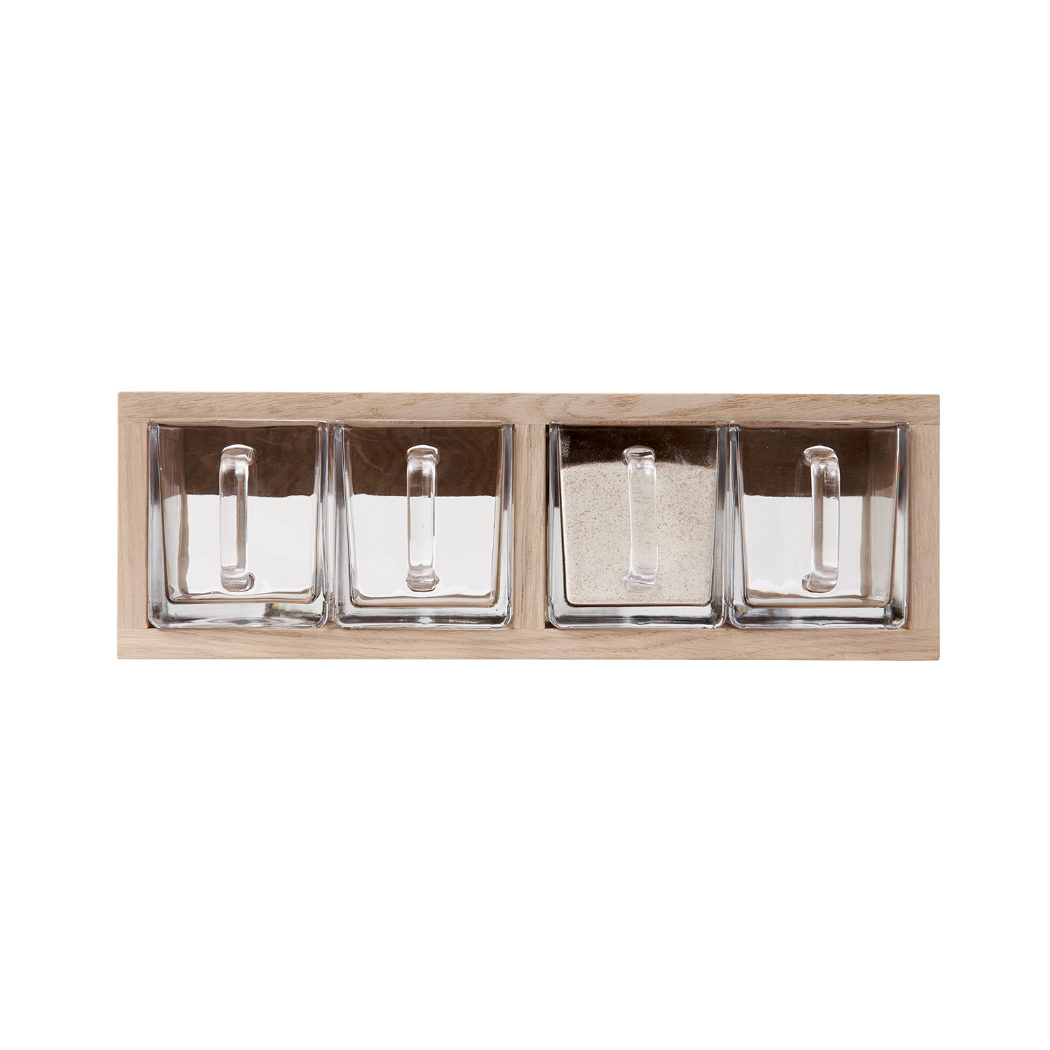A-organizer shelf 1 – Hvidpigm. Mat lak, L52xD17xH18 cm – Eg – Hvidpigm. Mat Lak / 4 Glas