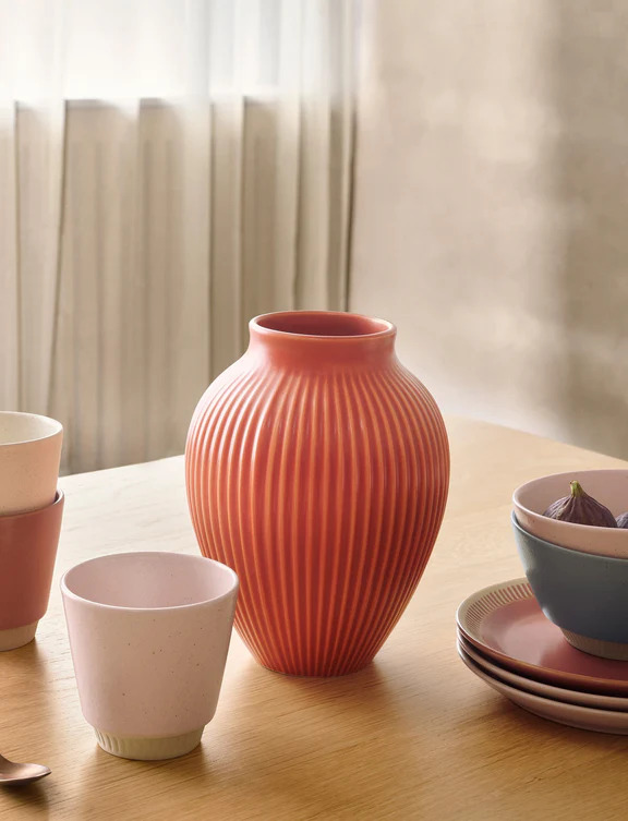 Knabstrup vase H 27 cm ripple coral