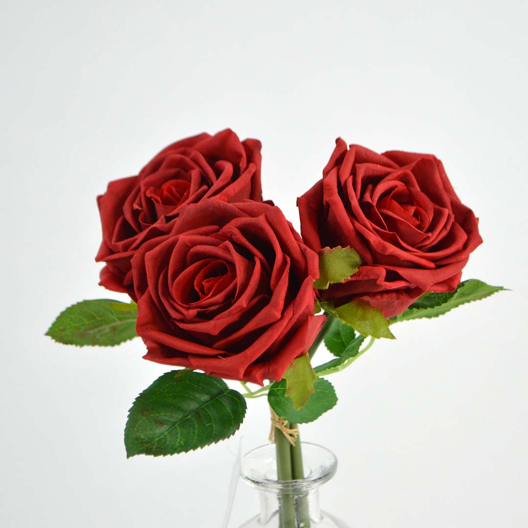 Rose bundle, natural touch, 3 stk., 29 cm, red Rose bundle, natural touch, 3 stk., 29 cm, red