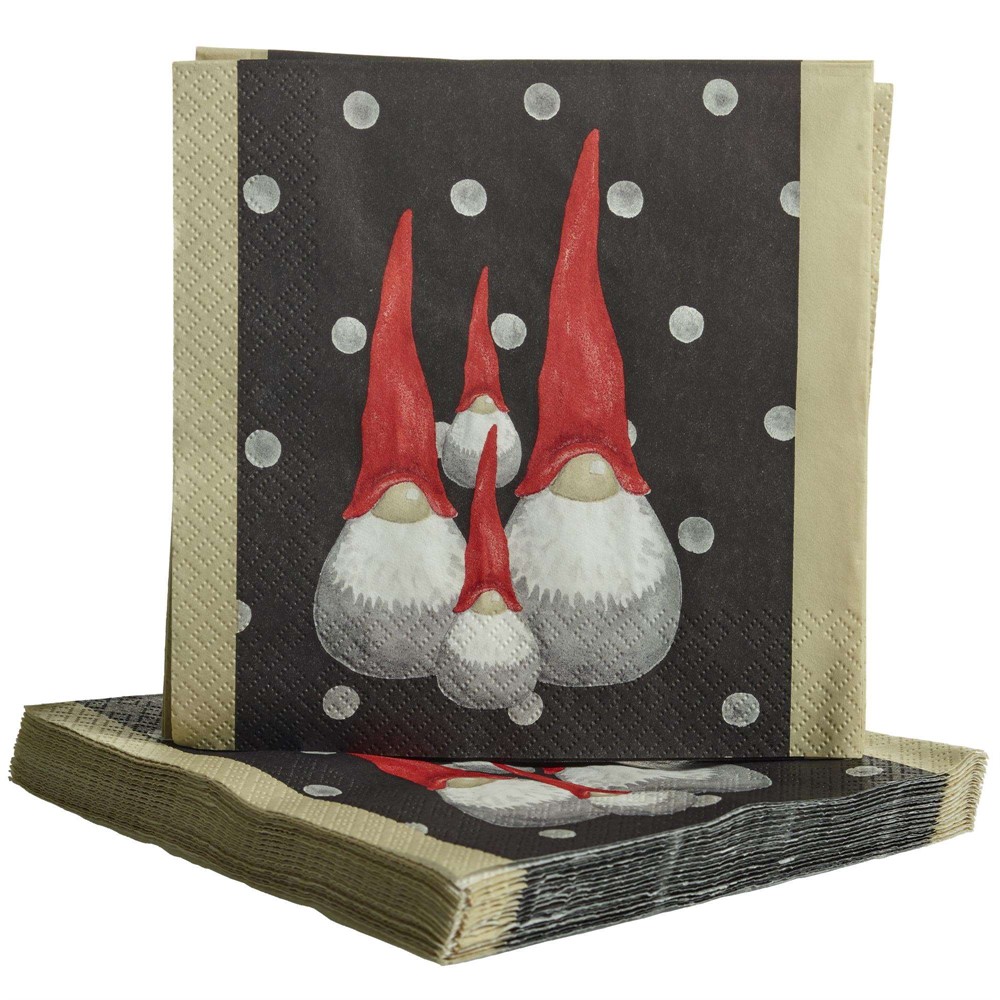 Papirserviet Santa High Hat black/beige 25x25cm