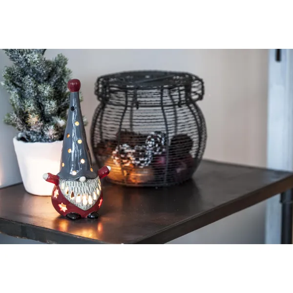 Fyrfadsstage/Lantern, Santa Hugo H.24 cm, rød