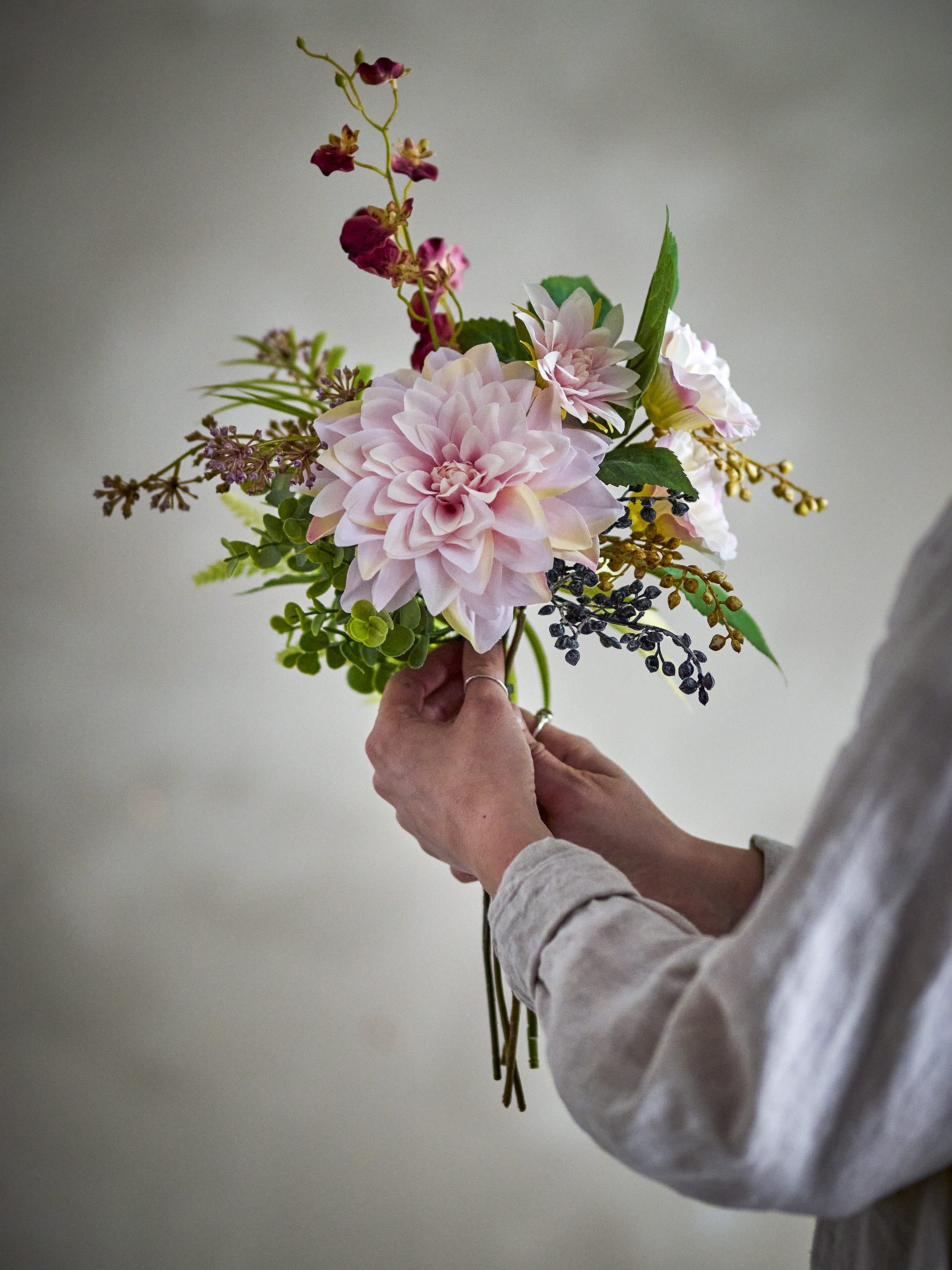 Splendor Buket, Kunstige Blomster, D23xH45 cm, Rosa