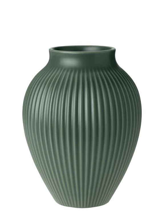 Knabstrup vase H 20 cm ripple mat celadon grøn
