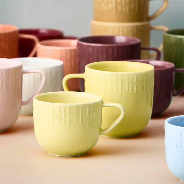 Confetti kaffekop med relief Lemon Porcelæn