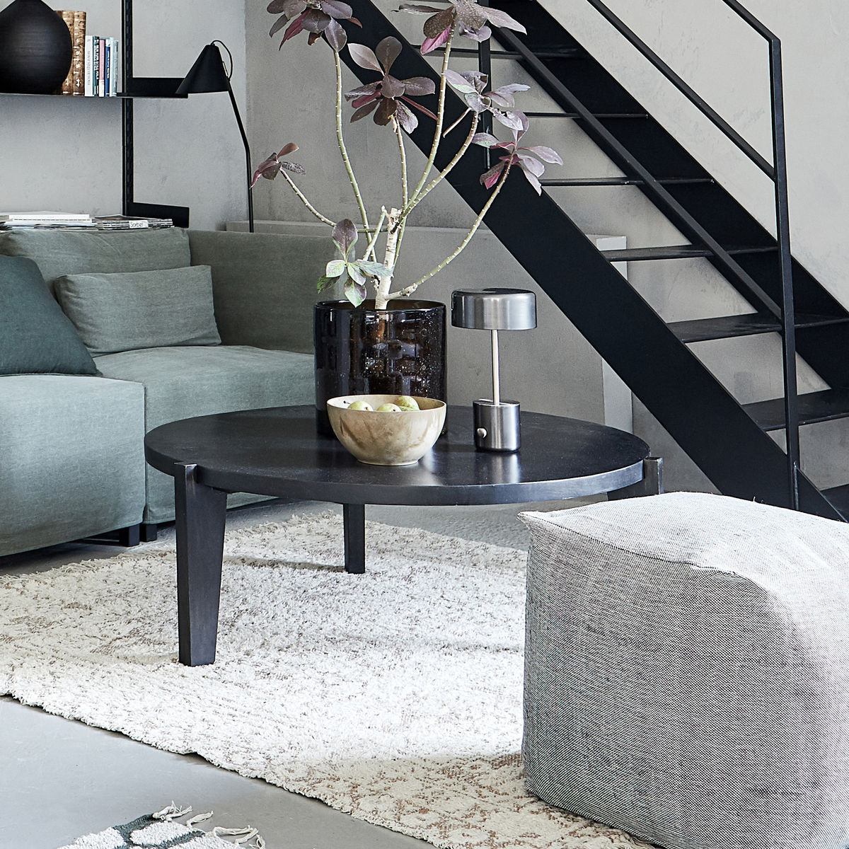 Sofabord, Bali, Sortbejdset Ø110 cm
