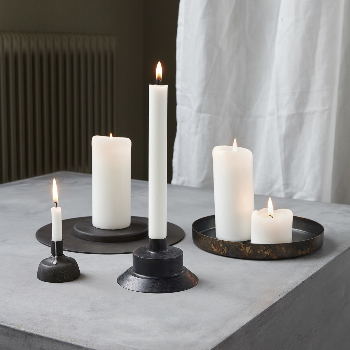 Fyrfadsstage, Lid, Ø 10,5 cm, antik messing*