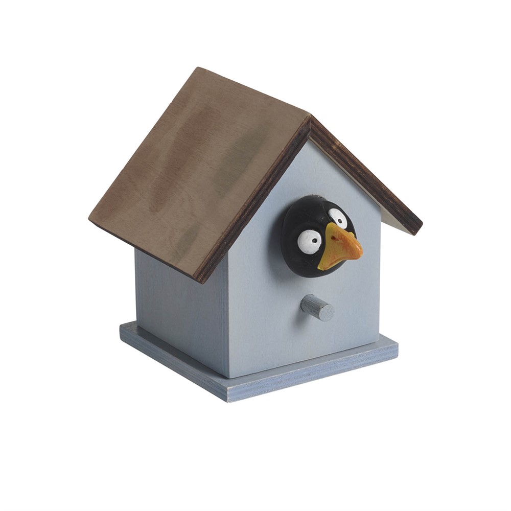 Walldecoration Blackbird Krax, blue H.9,5cm